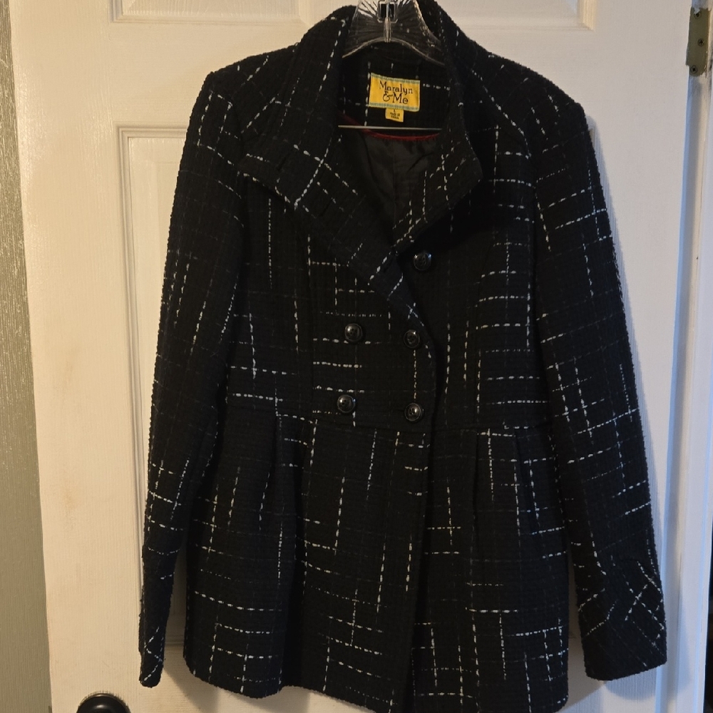 Maralyn & Me Black and White Pea Coat